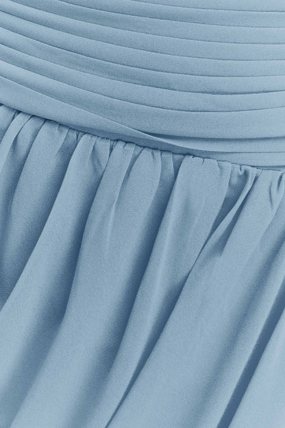 Robe Maxi en Chiffon à Volants Micaela - Bleu de l'Alaska