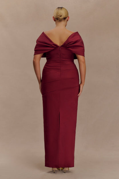 Thelma Bardot Maxi Dress - Wine