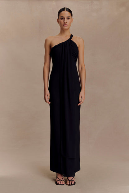 Robe Maxi en Crêpe à Nœuds Philippa - Noir