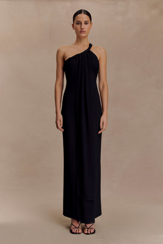 Robe Maxi en Crêpe à Nœuds Philippa - Noir
