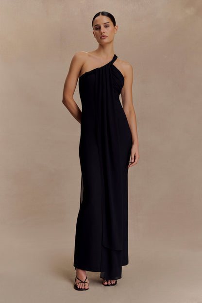 Robe Maxi en Crêpe à Nœuds Philippa - Noir