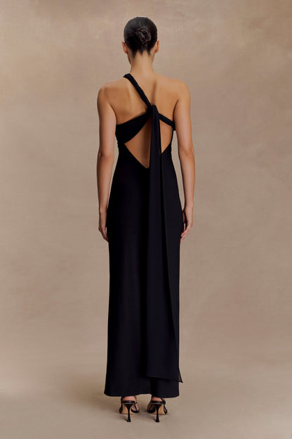 Robe Maxi en Crêpe à Nœuds Philippa - Noir