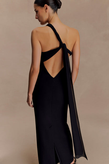 Robe Maxi en Crêpe à Nœuds Philippa - Noir