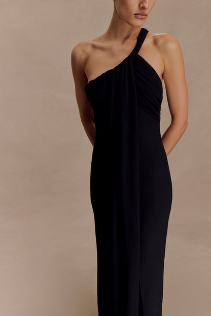 Robe Maxi en Crêpe à Nœuds Philippa - Noir