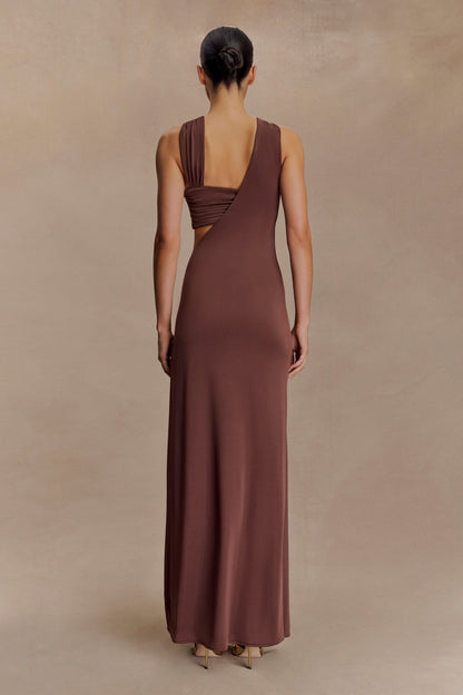 Robe Maxi Lottie Slinky avec fente - Chocolat