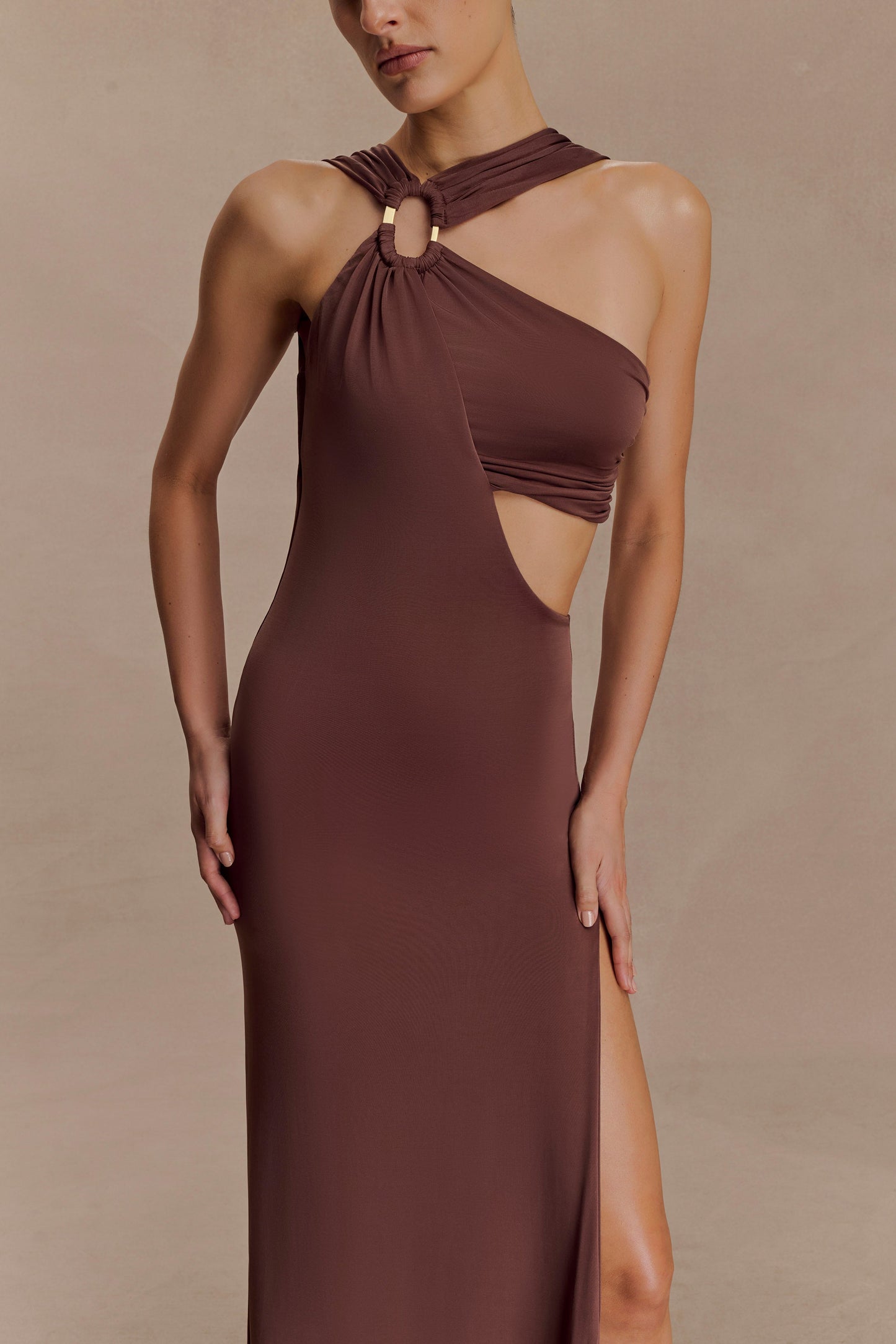 Robe Maxi Lottie Slinky avec fente - Chocolat