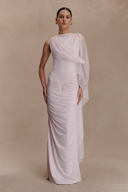 Amandine Robe Maxi Étroite à Fronces - Rose Pâle