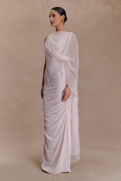 Amandine Robe Maxi Étroite à Fronces - Rose Pâle