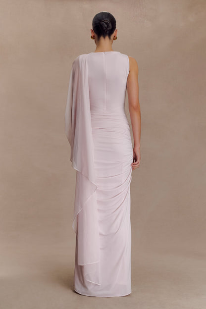 Amandine Robe Maxi Étroite à Fronces - Rose Pâle