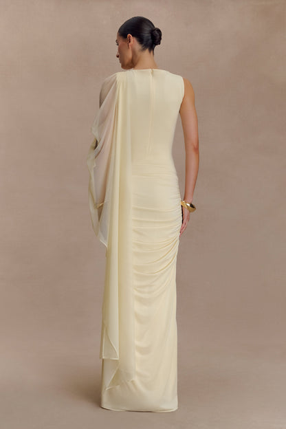 Amandine Robe Maxi Étroite à Plis - Citron