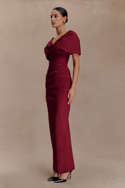 Thelma Bardot Maxi Dress - Wine