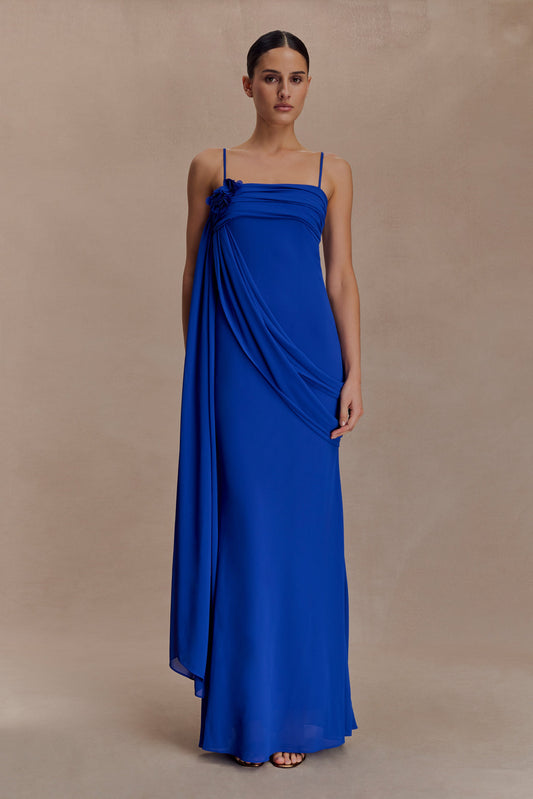 Leena Robe Maxi en Chiffon - Cobalt