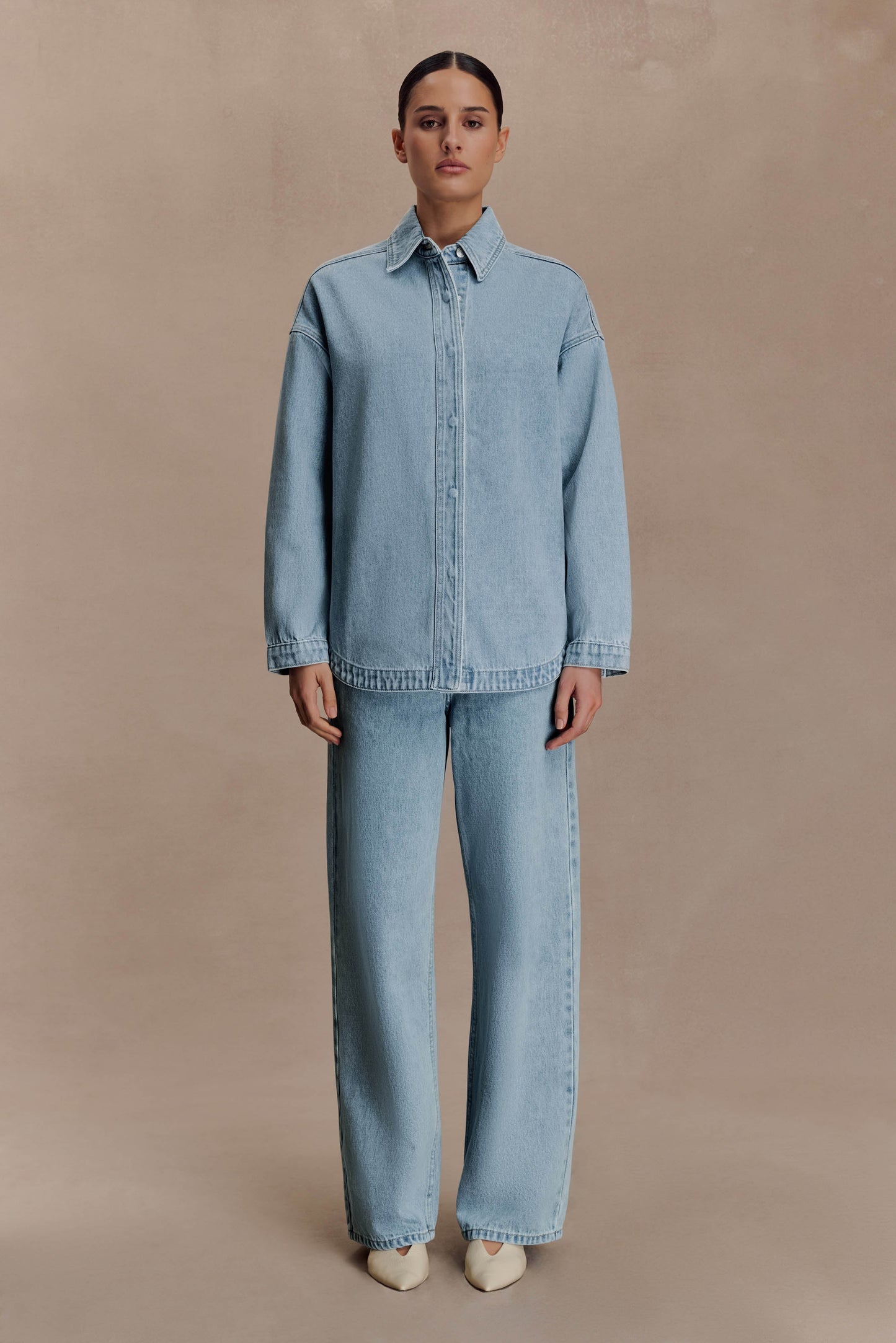 Jeans en jean taille mi-hauteur Mannon - Bleu des années 80