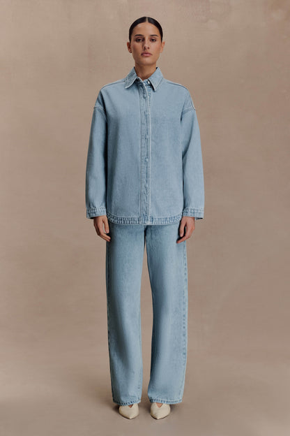 Jeans en jean taille mi-hauteur Mannon - Bleu des années 80