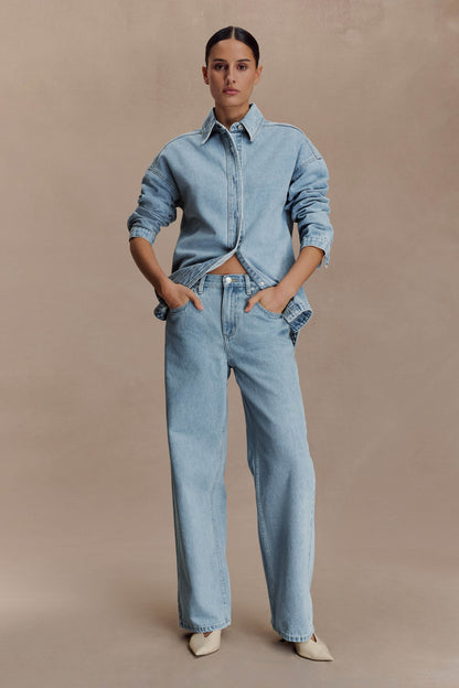 Jeans en jean taille mi-hauteur Mannon - Bleu des années 80