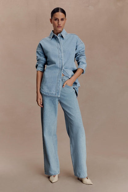 Chemise en jean oversize Lioda - Bleu des années 80