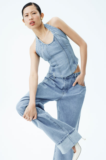 Jeans droit à revers Kirralee - Bleu classique