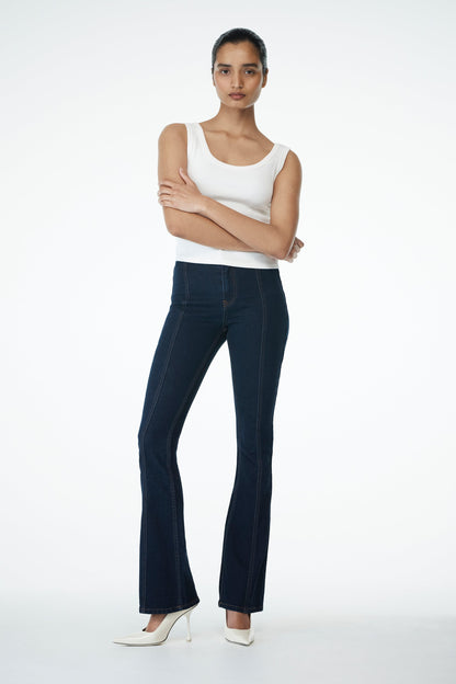 Jeans évasés à panneaux Clio - Bleu indigo