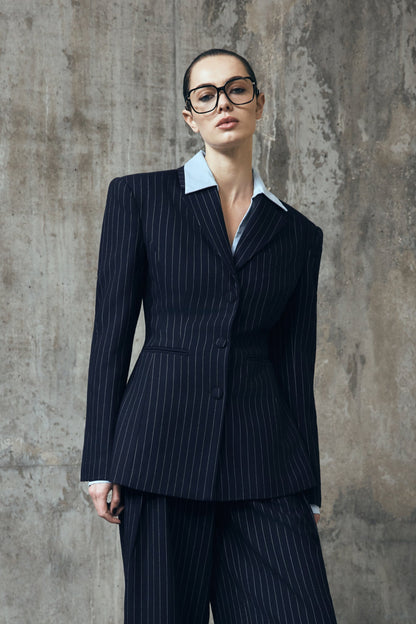 Blazer à taille ajustée Bellamy - Rayures bleu marine