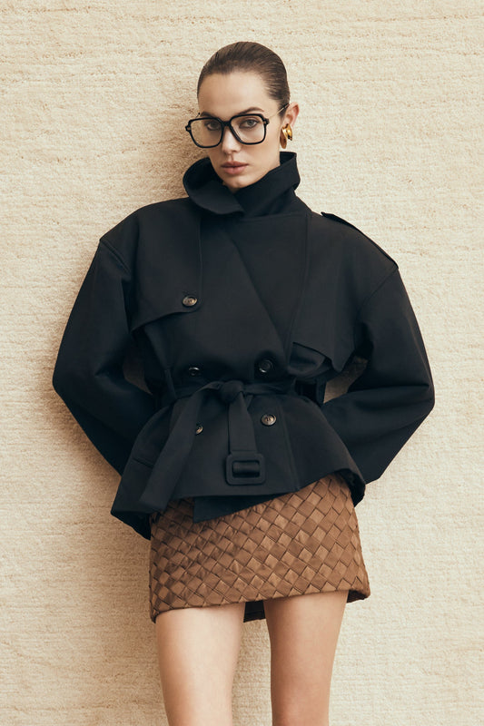 Jupe mini en satin Cordia - Chocolat