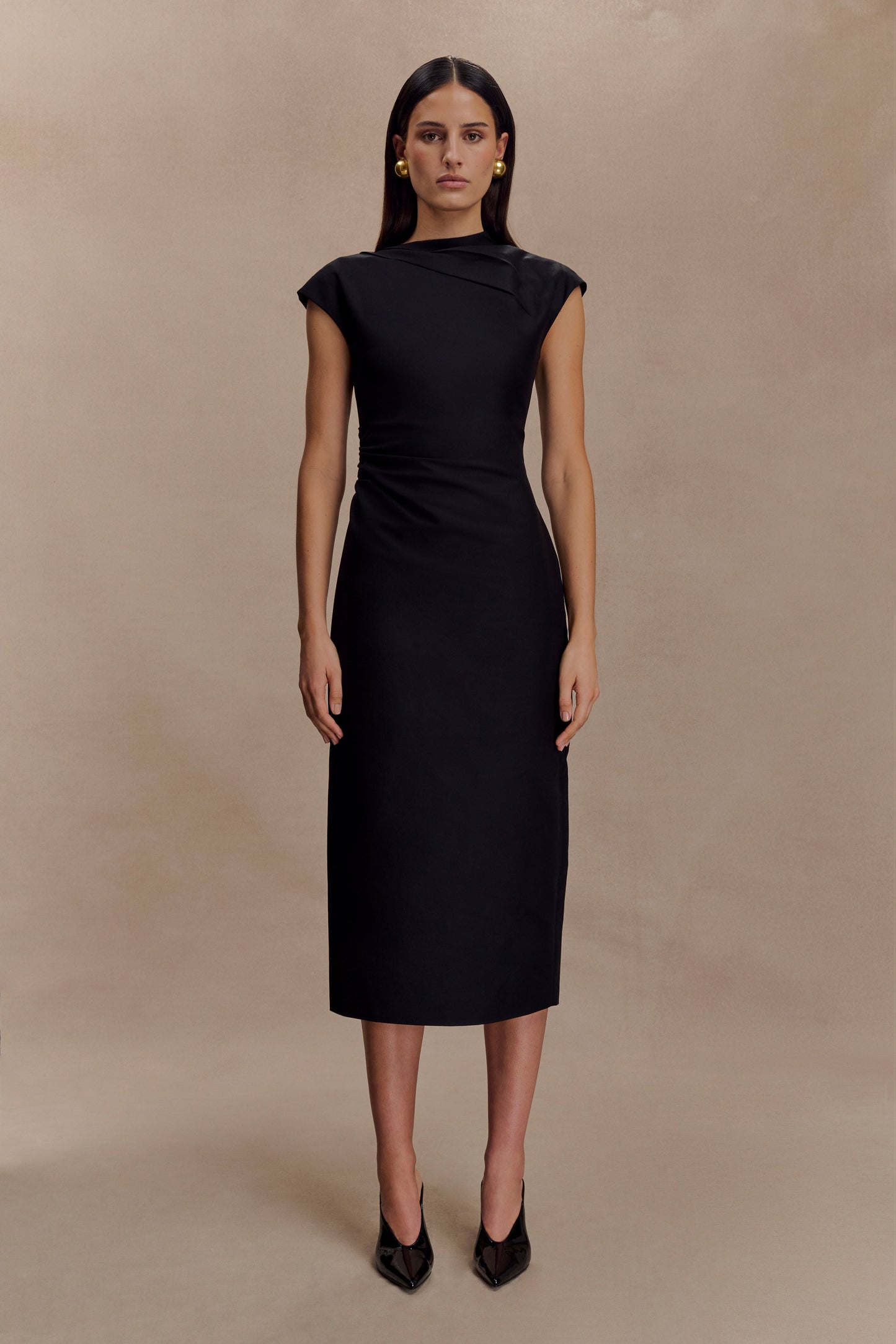 Robe midi en coton Lorena - Noir