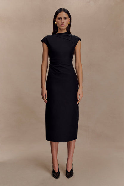 Robe midi en coton Lorena - Noir