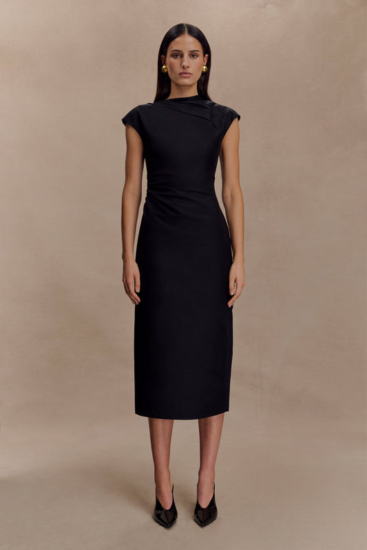 Robe midi en coton Lorena - Noir