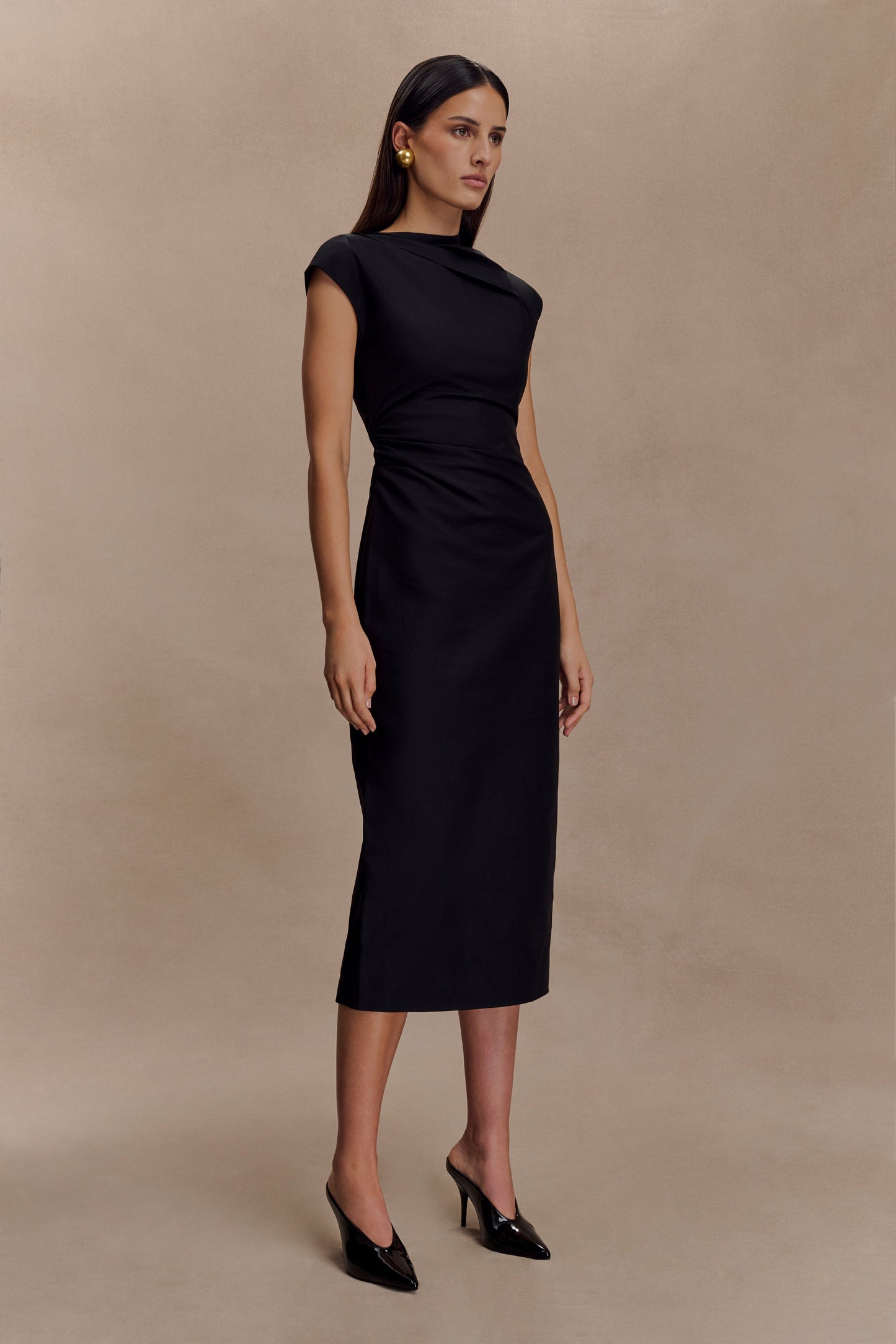 Robe midi en coton Lorena - Noir