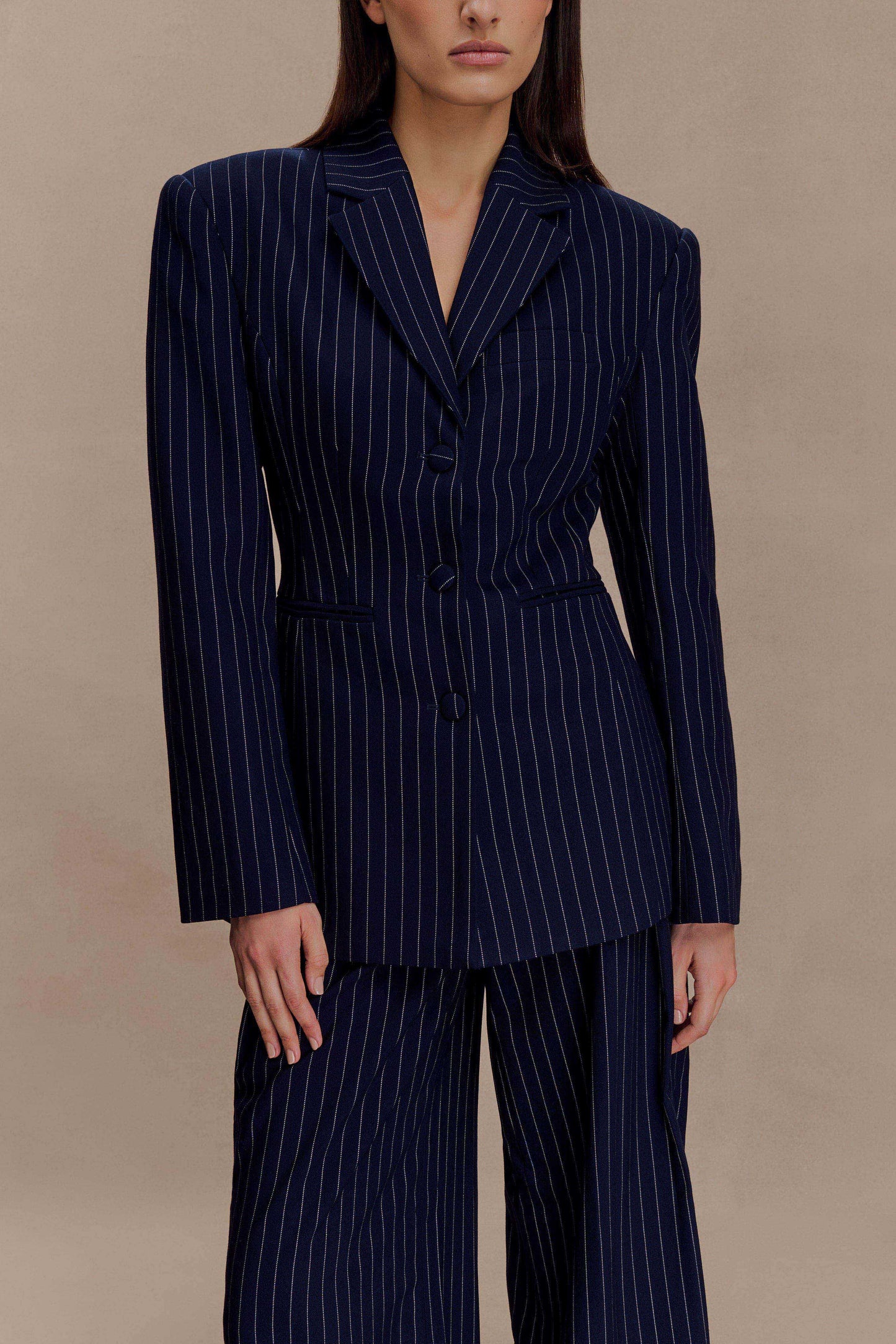 Blazer à taille ajustée Bellamy - Rayures bleu marine