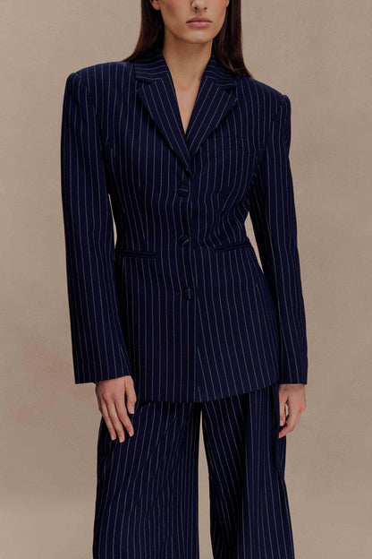 Blazer à taille ajustée Bellamy - Rayures bleu marine