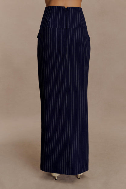 Jupe Maxi Cassie à Rayures - Bleu Marine