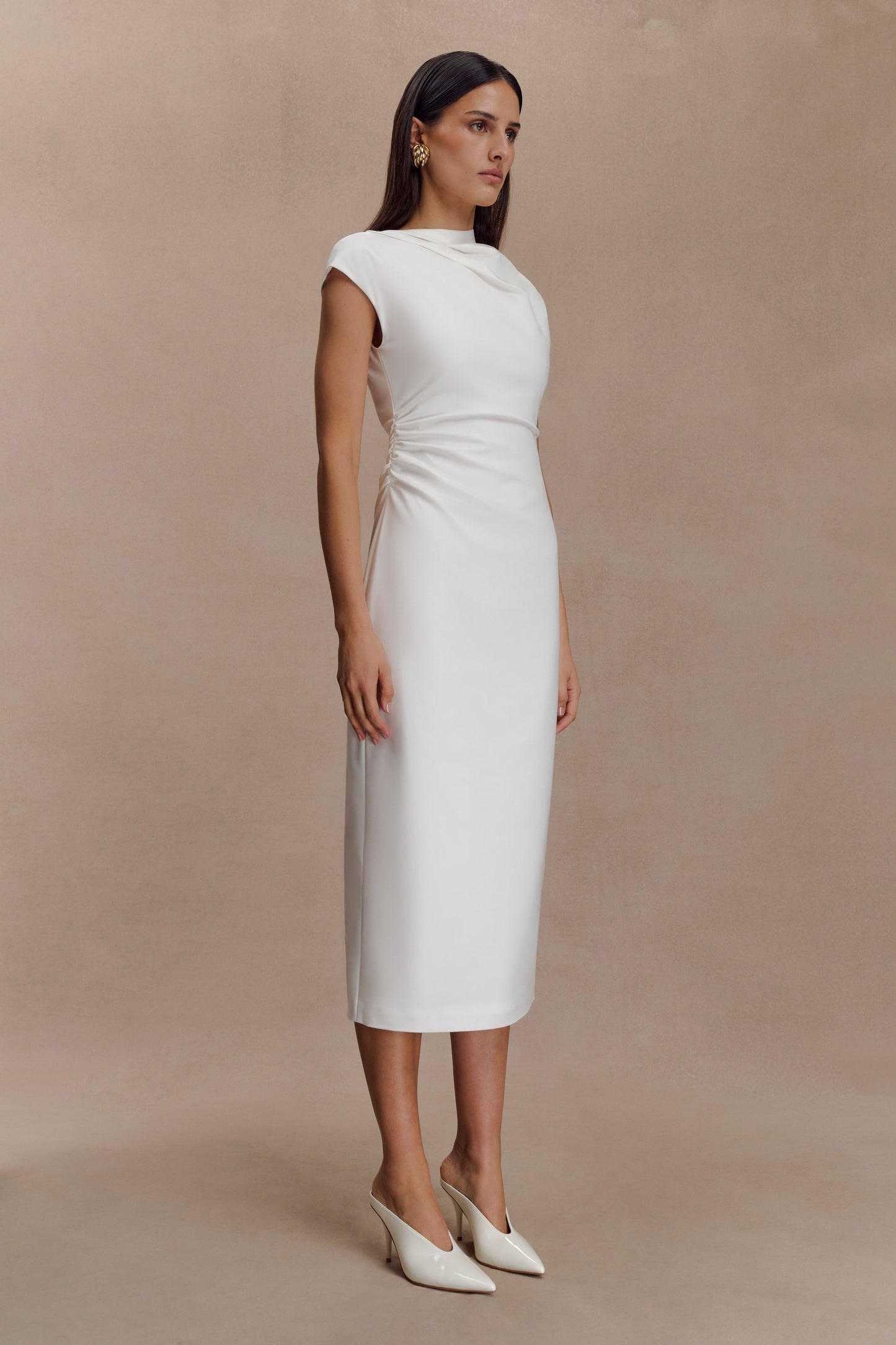 Robe midi en coton Lorena - Blanc