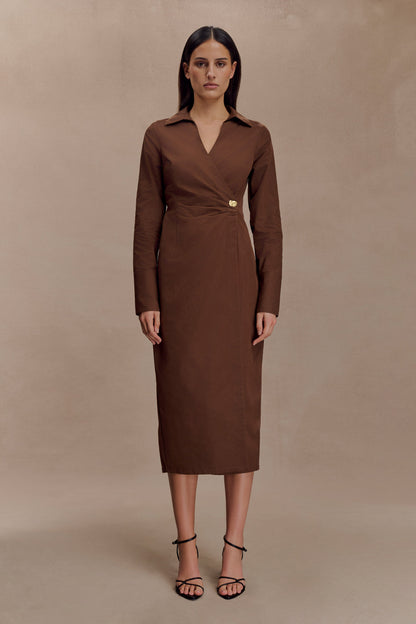 Robe-chemise asymétrique Mikaila - Chocolat noir