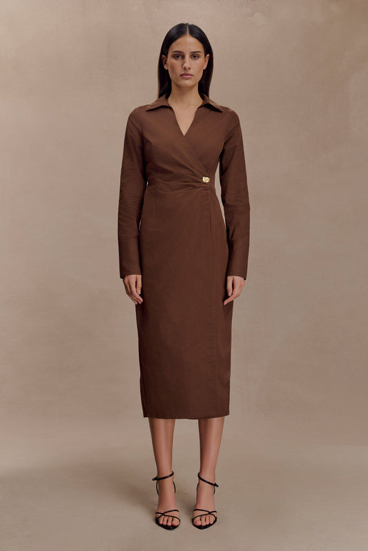 Robe-chemise asymétrique Mikaila - Chocolat noir