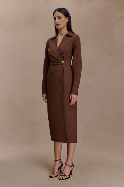 Robe-chemise asymétrique Mikaila - Chocolat noir