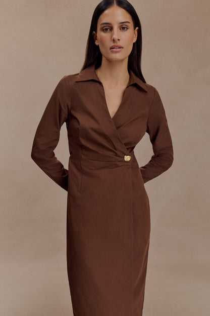 Robe-chemise asymétrique Mikaila - Chocolat noir
