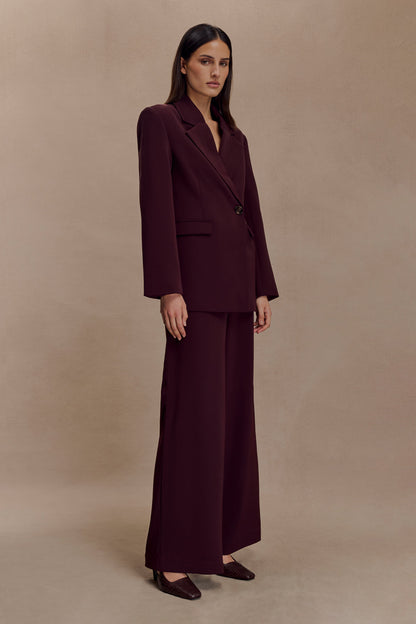 Pantalon tailleur Arlo à jambes larges - Brun-rouge