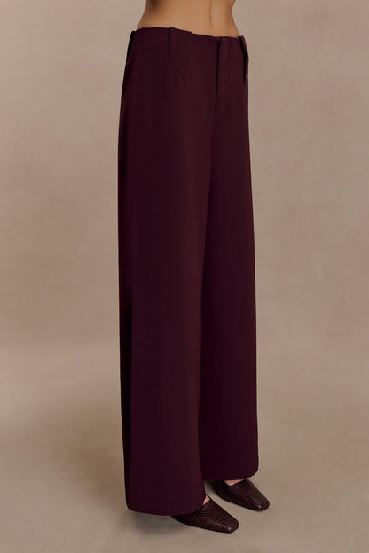 Pantalon tailleur Arlo à jambes larges - Brun-rouge