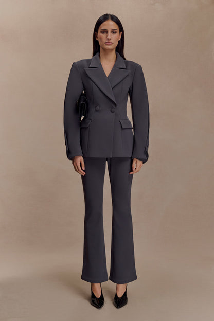 Pantalon Marion, coupe ajustée et évasée - Gris anthracite