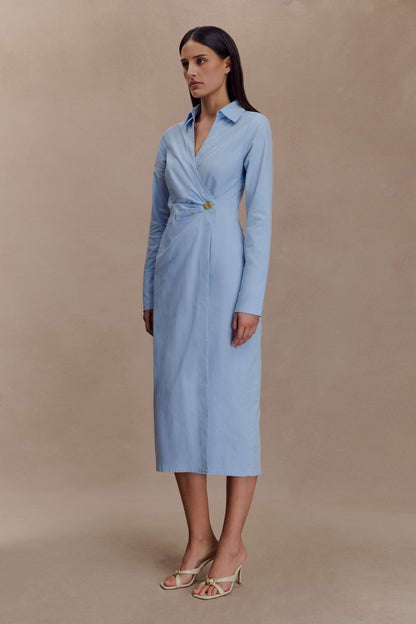 Robe-chemise asymétrique Mikaila - Bleu