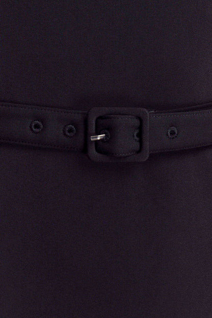 Robe midi en crêpe à manches courtes Arwyn - Noir