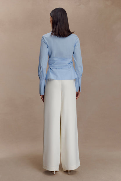 Chemise en coton à envelopper Eugenia - Bleu