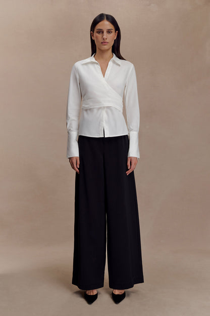 Chemise en coton à envelopper Eugenia - Blanc