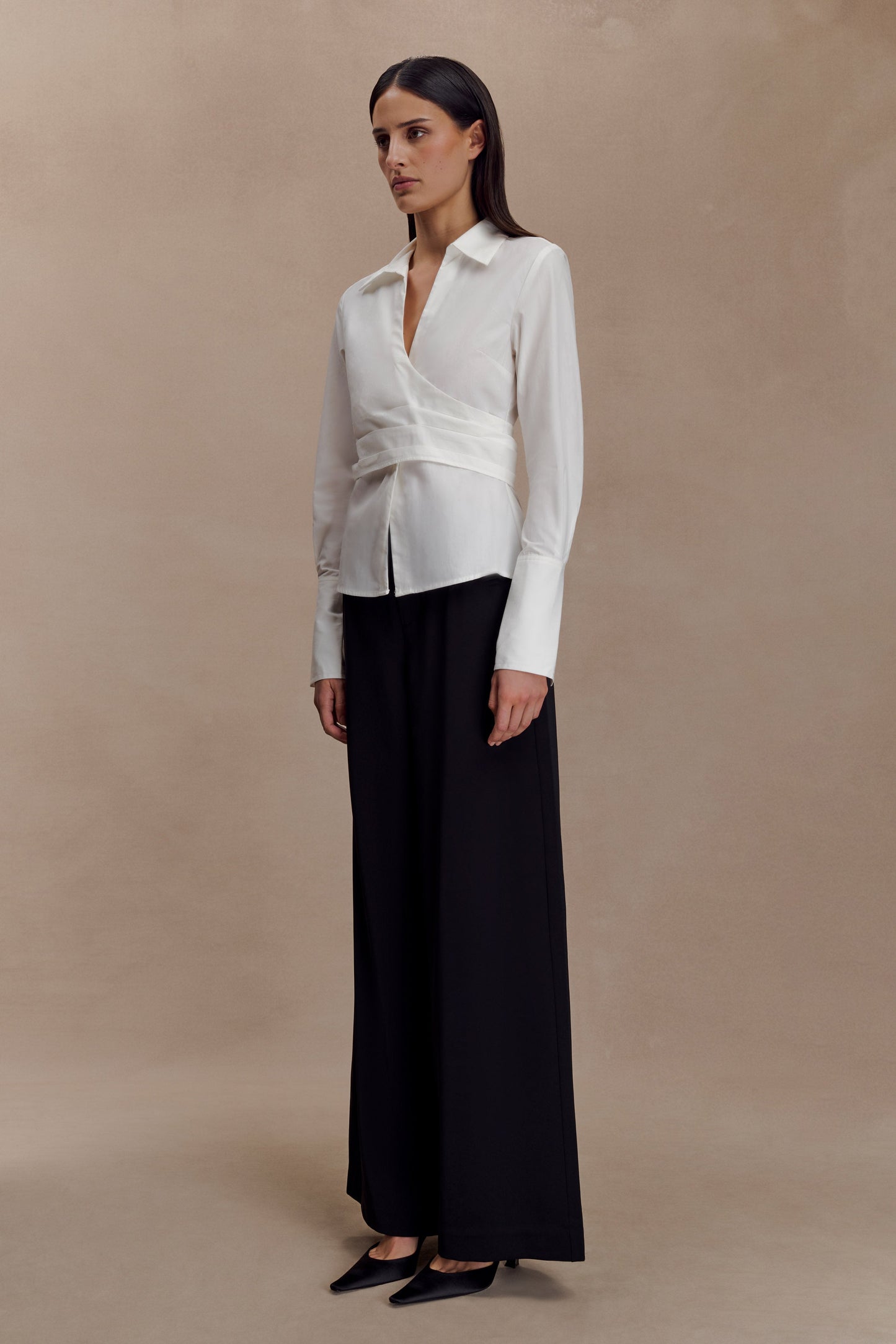 Chemise en coton à envelopper Eugenia - Blanc