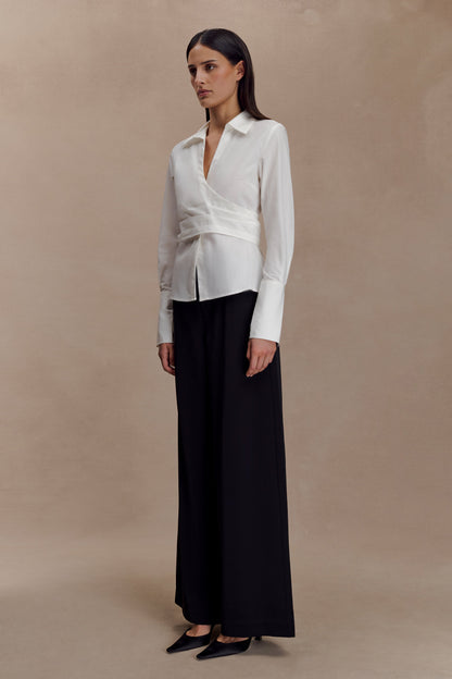 Chemise en coton à envelopper Eugenia - Blanc