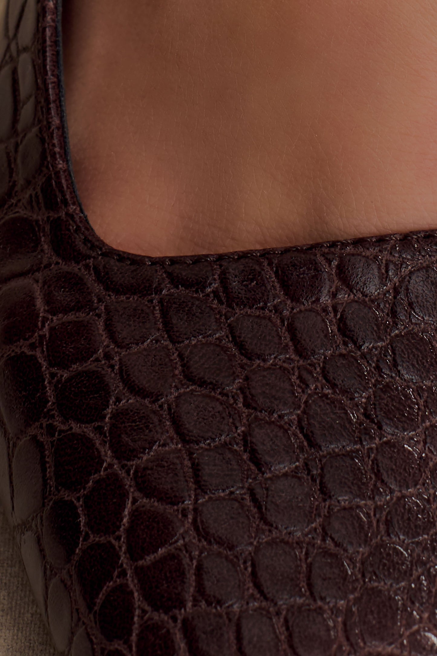 Maren, talons imitation cuir croco - Chocolat