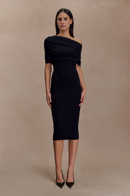 Zandie Robe mi-longue en tricot mélangé cachemire - Noir