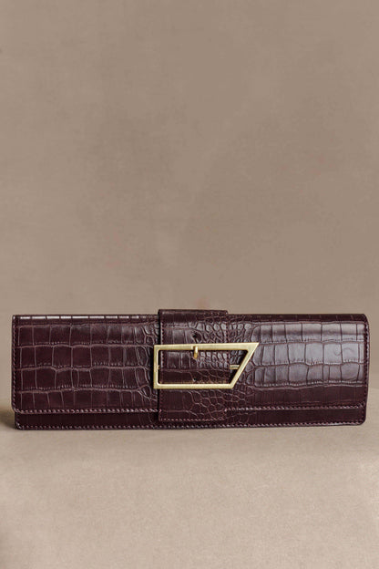 Jessica, sac à main effet cuir de crocodile - Bourgogne