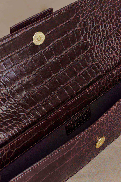 Jessica, sac à main effet cuir de crocodile - Bourgogne