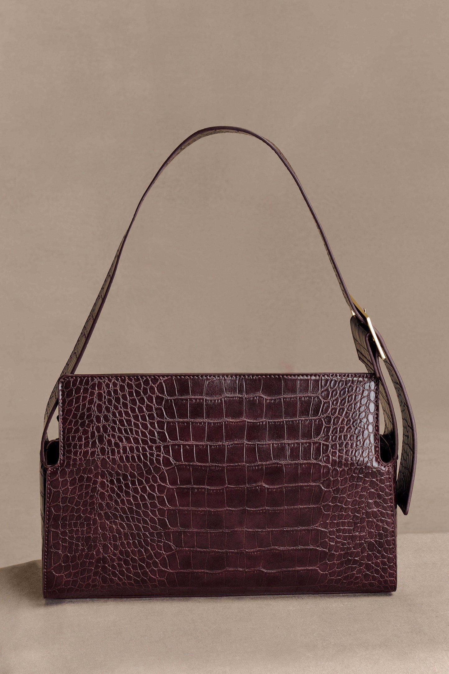 Sac à bandoulière Maria en simili cuir croco - Chocolat